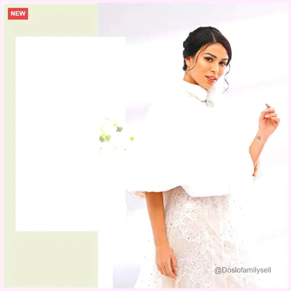 Faux Fur Shawl Wrap Bridal Stole Cape Wedding Accessory Warm